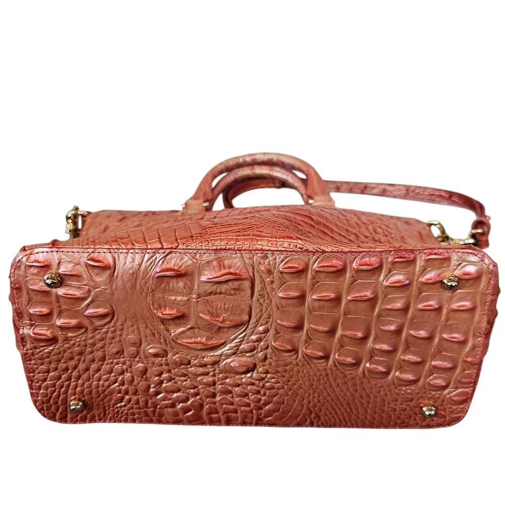 Brahmin Duxbury Pink Punch Melbourne Croc Leather and Card Holder Wallet Set
